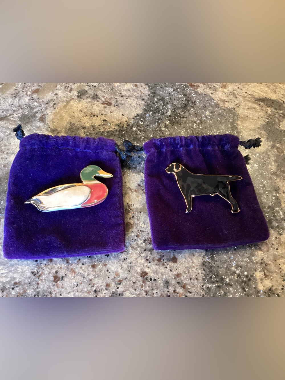 Black Labrador Enamel and Duck Pin